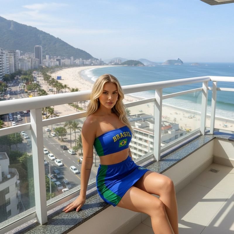 Conjunto Torcedora Premium Looks para a Copa do Mundo